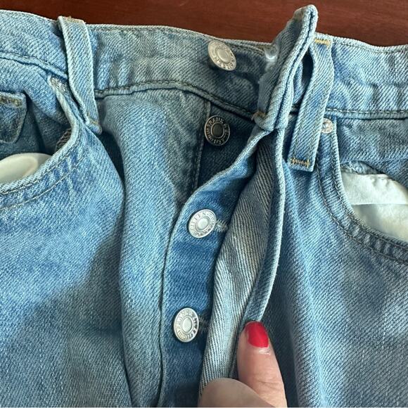 Frank & Eileen Monaghan High Waist Straight Leg Raw Hem Mom Blue Jeans 30 - Picture 6 of 16